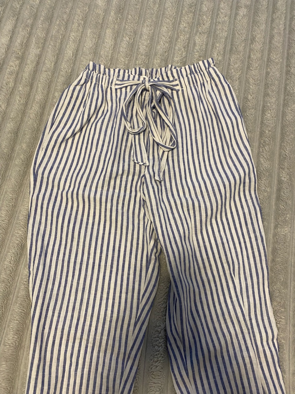 beachlunchlounge Blue and White Striped Lightweight Drawstring Pants